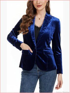 Velvet Suit Blazer Jacket Long Sleeve 1 Button Blazer Coat